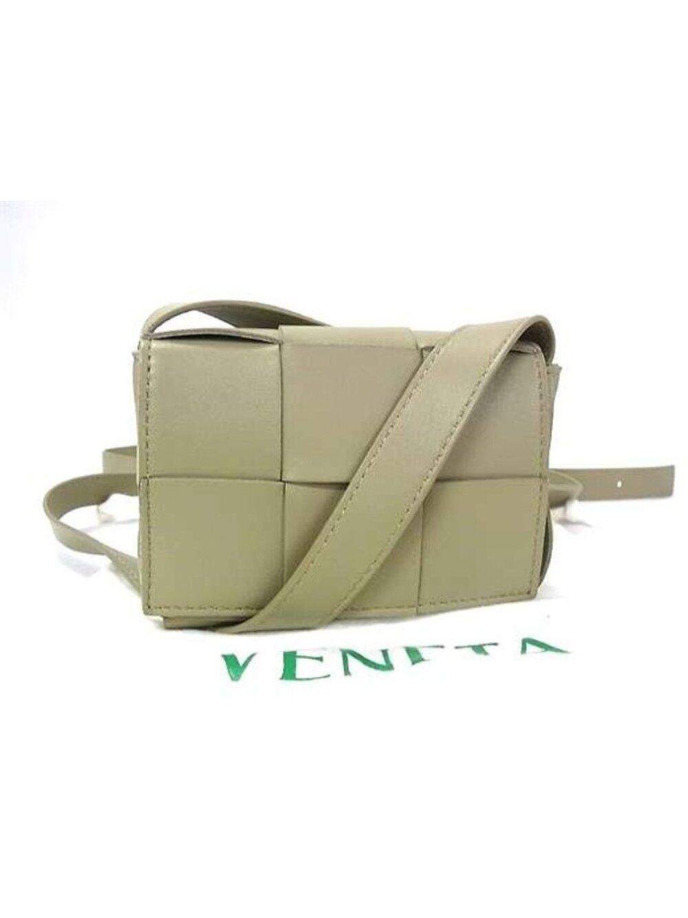 Bottega Veneta Candy Cassette Leather Crossbody Shoulder Bag Khaki